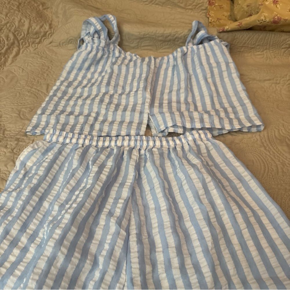 Blue and White Striped Two-Piece PJs - Picture 5 of 10